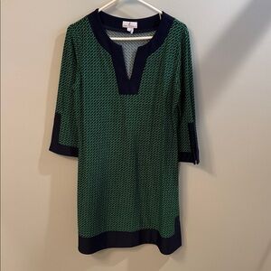 Jude Connally Navy and Green Patterned Dress